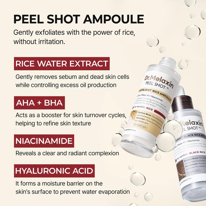 Dr. Melaxin Peel Shot - White & Black Rice Exfoliant Ampoule Set